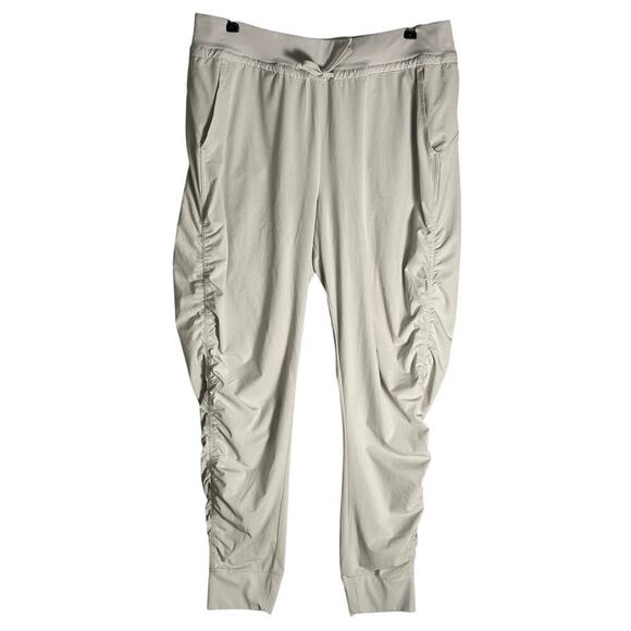 Athleta‎ Attitude Jogger Pant Sz 14T Ruched Leg Taupe Active Comfort Travel Tall - Picture 1 of 11